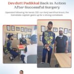 Cricketer Devdutt Padikkal meeting Dr. Nikhil Puri at Medanta Lucknow after successful surgery, preparing for his return to professional cricket.